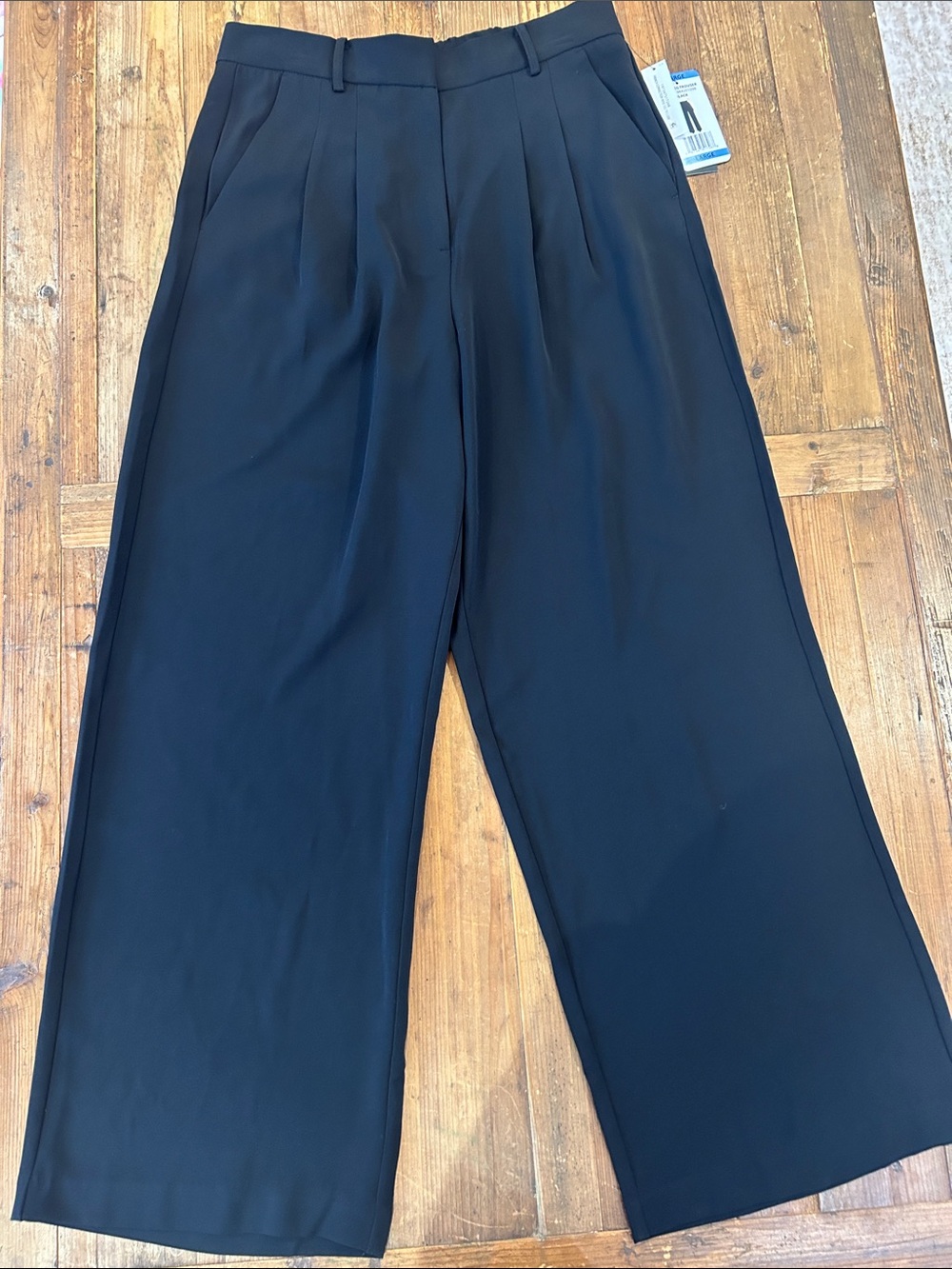 French Connection Black Wide-Leg Pleated Trousers